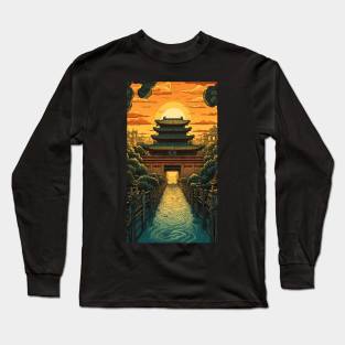 Ethereal East: Intricate Pagoda Landscapes Long Sleeve T-Shirt